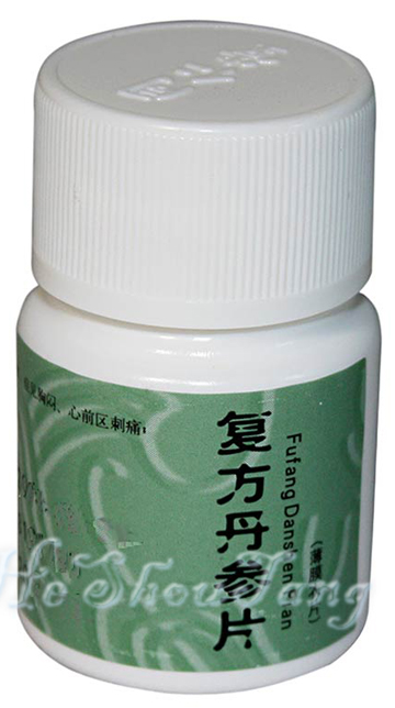 Fufang Danshen Pian -For Angina Pectoris ? Promoting blood circulation and removing blood stasis, regulating the flow of qi to alleviate pain(Huo Xue Hua Yu, Li Qi Zhi Tong). It is used for chest apoplexy, sense of suppression in the chest(chest stufly), chest pricking caused by qi stagnation and blood stasis, such as coronary heart disease and Angina Pectoris.